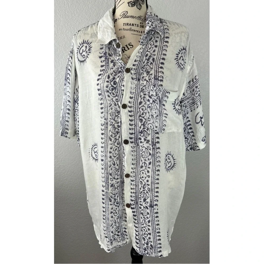 Lakhay’s Collection Men's Cotton Short Sleeve Button Down Shirt, Large
